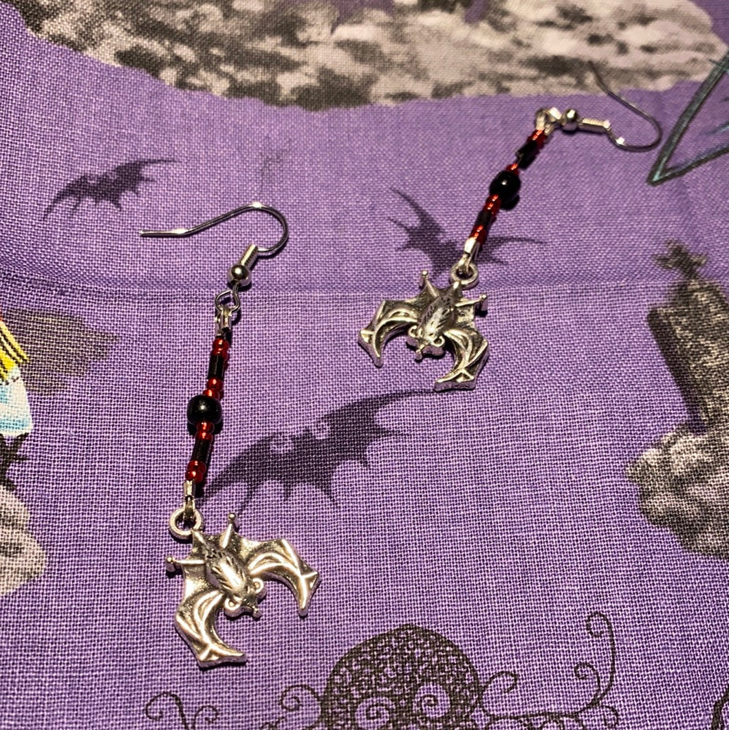 Red and Black Bat Earrings