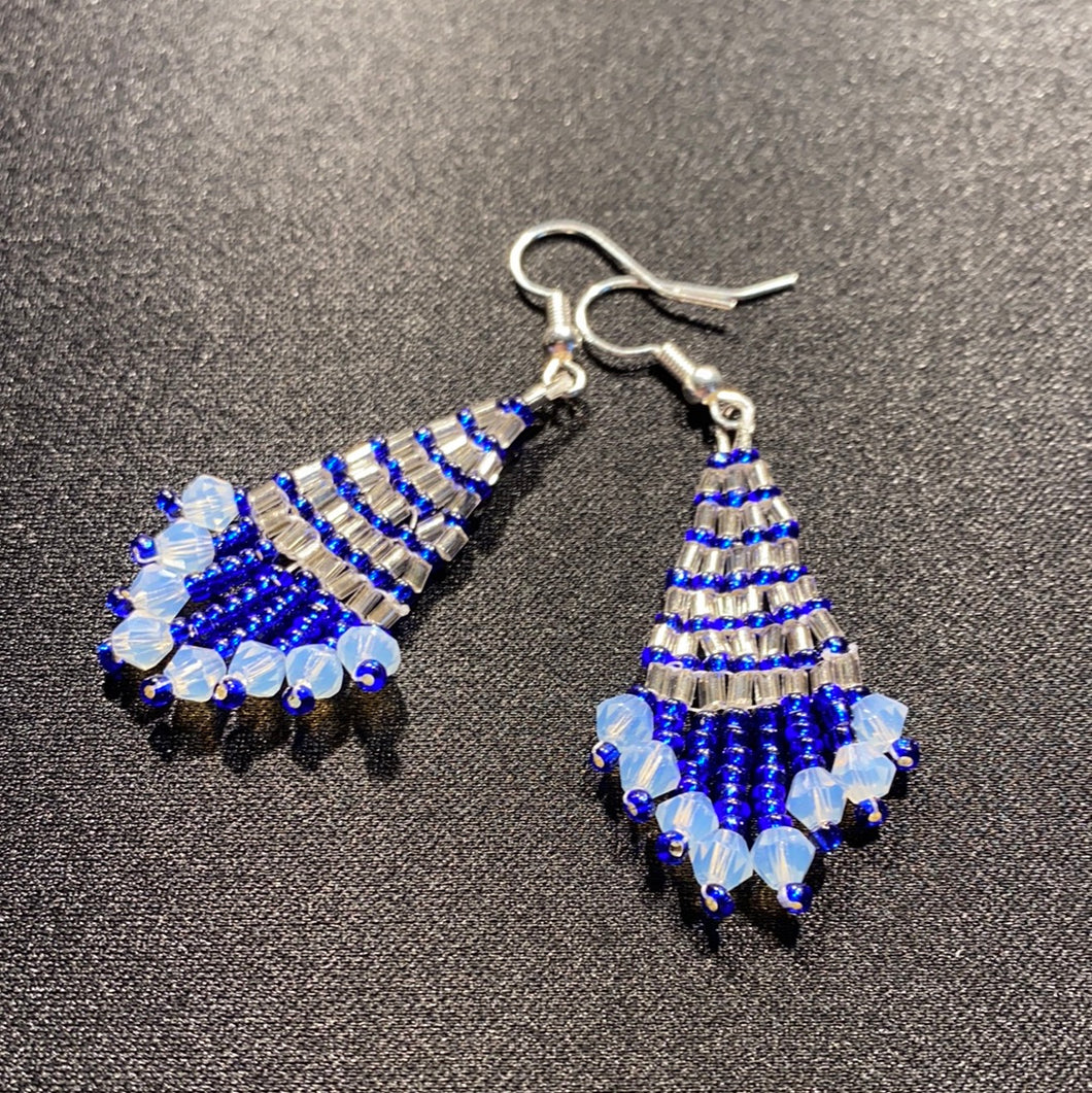 Silver and Blue Chandelier Earrings