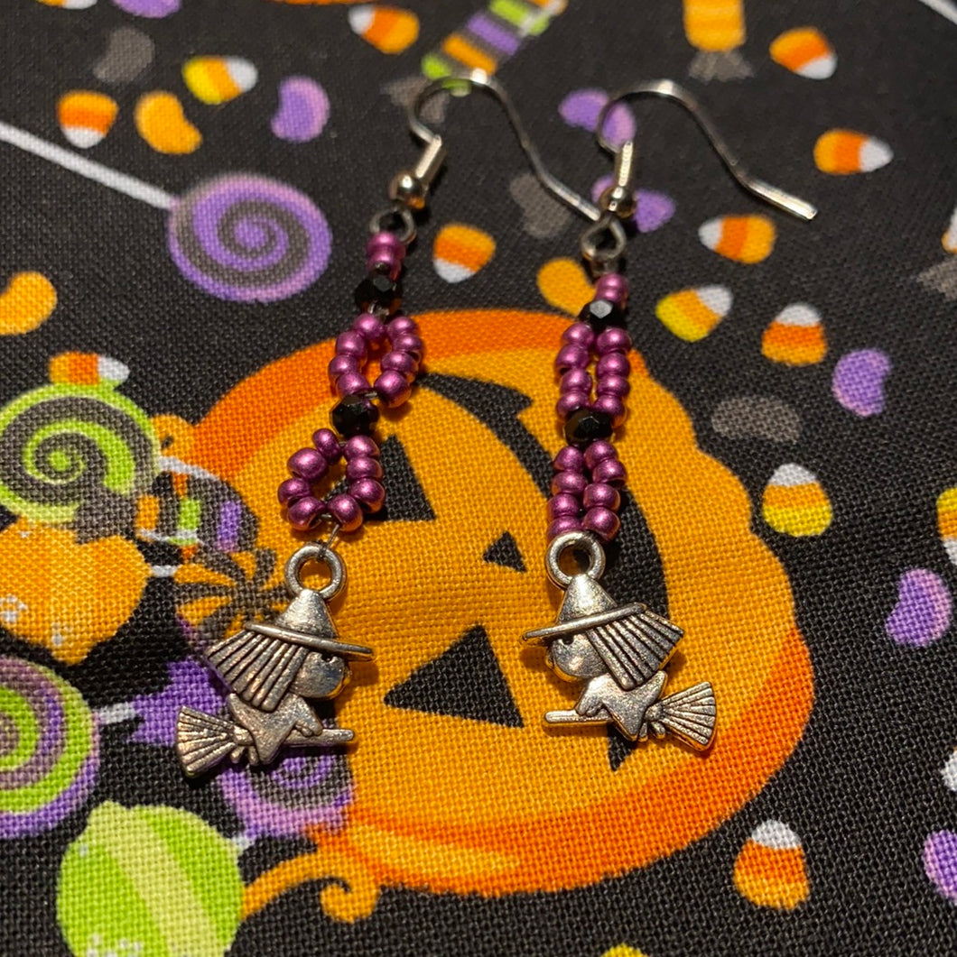 Purple and Black Witch Earrings