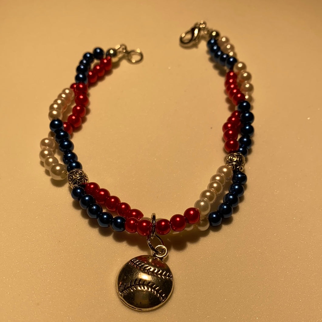 Red, White, and Blue Baseball Bracelet